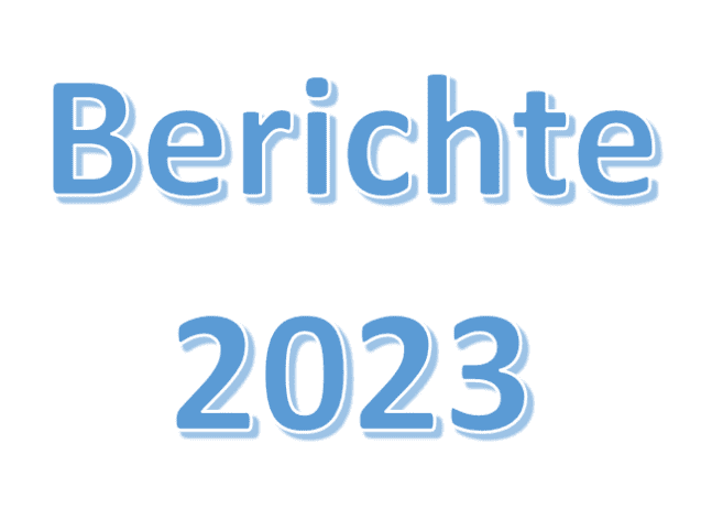 Text in blauer Schrift: "Berichte 2023" auf wei&szlig;em Hintergrund.