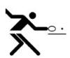Strichgrafik eines Tischtennisspielers, der einen Ball mit einem Schl&auml;ger schl&auml;gt.